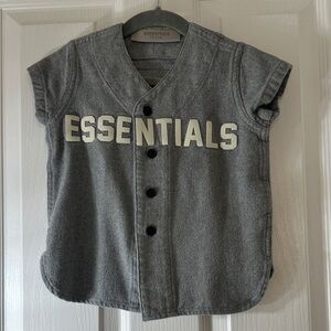 ESSENTIALS Gray Sleeveless Button Baseball Jersey